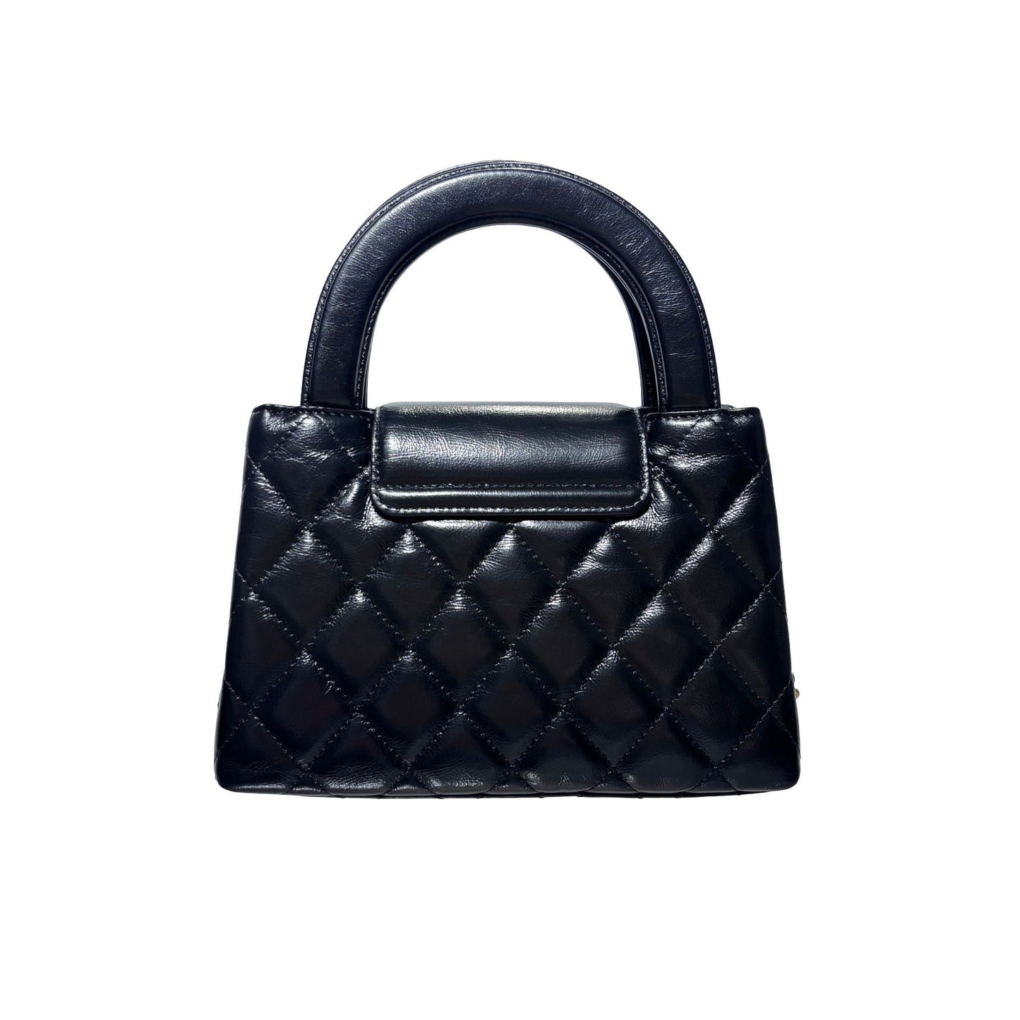 Used CHANEL Calfskin Leather Shiny Aged Calfskin Quilted Kelly Cross Body Bag Black GHW