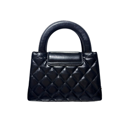 Used CHANEL Calfskin Leather Shiny Aged Calfskin Quilted Kelly Cross Body Bag Black GHW