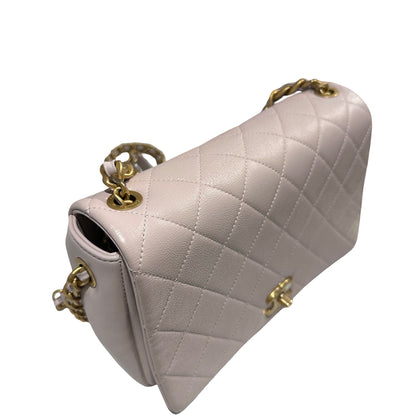Used CHANEL Quilted Caviar 20B small fashion therapy flap bag Chain Shoulder Bag Light Purple