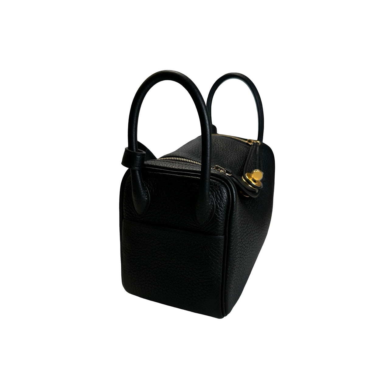 Brand New HERMES Leather Mini Lindy Handbag Black GHW