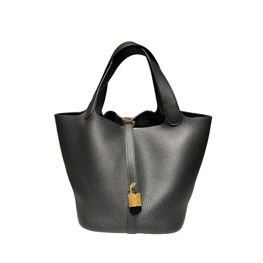 Used HERMÈS Picotin 22 Handbag Black GHW