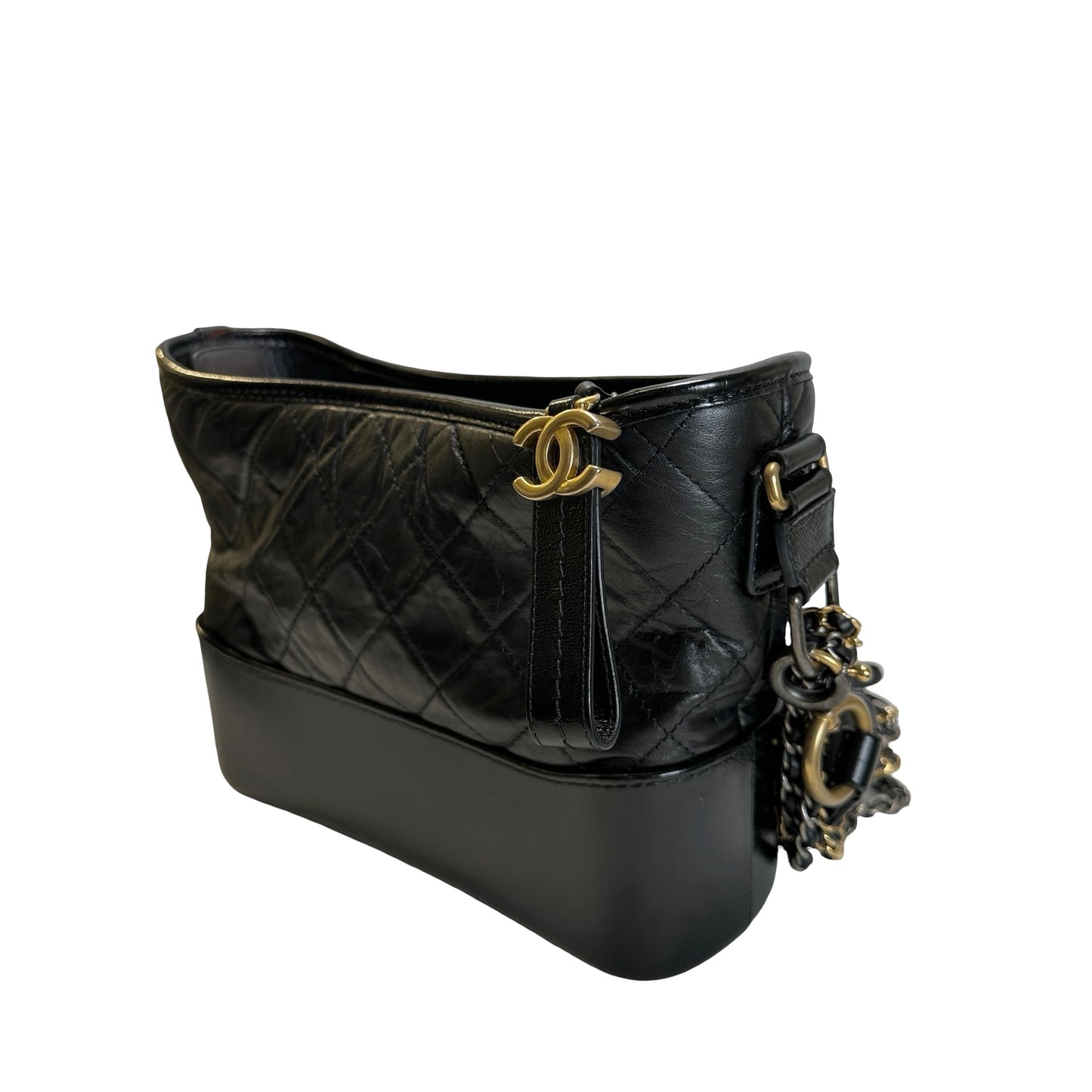 Used CHANEL Quilted Calfskin Gabrielle Hobo Shoulder Bag Black
