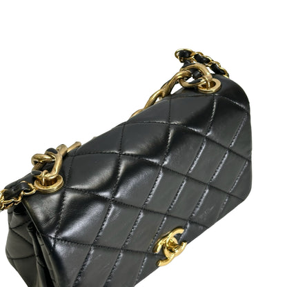 Used CHANEL Lambskin 22A Small Color Match Chain shoulder bag Black GHW