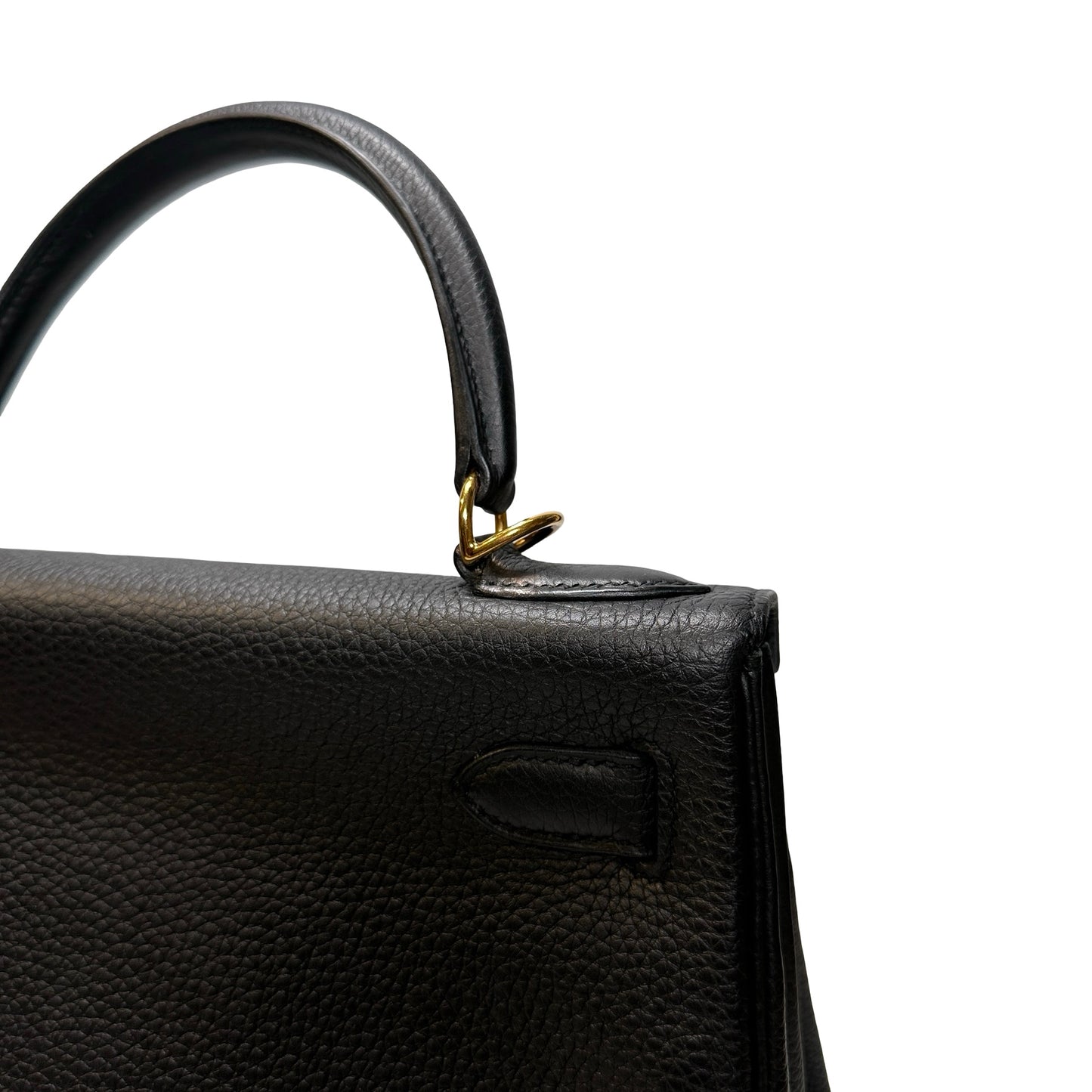 Used Hermès Clemence leather Kelly 28 Handbag Black GHW