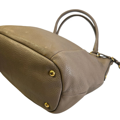 Used PRADA Vitello Phenix Leather Vitello Phenix Shopping Tote Handbag Argilla Grey Taupe