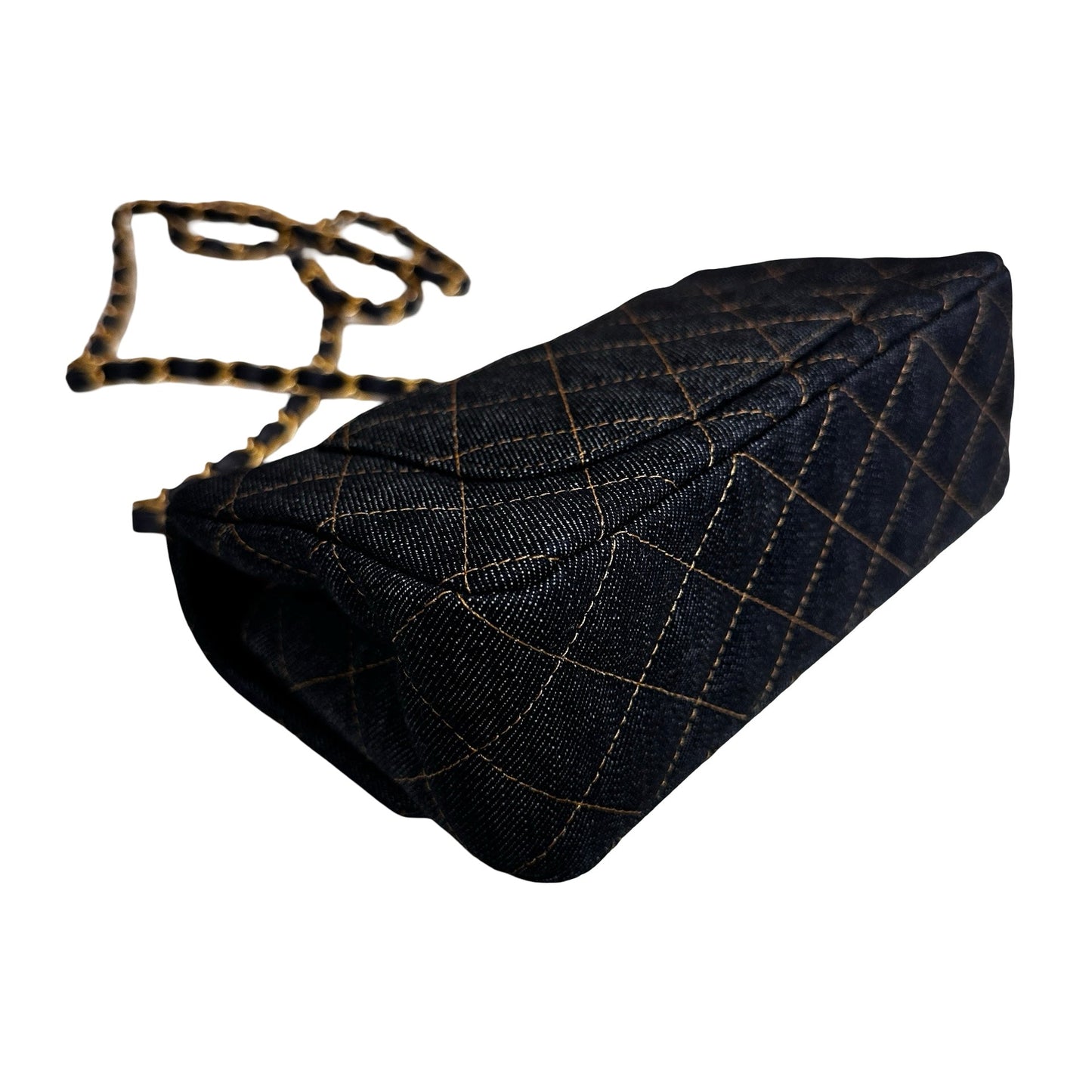 New Chanel Denim Blue Denim Mini Flap 20cm Cross Body Bag Navy GHW