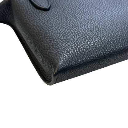 Used HERMES Togo Evelyne Crossbody Bag Black PHW