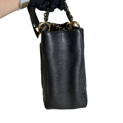 Used Chanel Caviar Leather GST Tote Bag Black GHW
