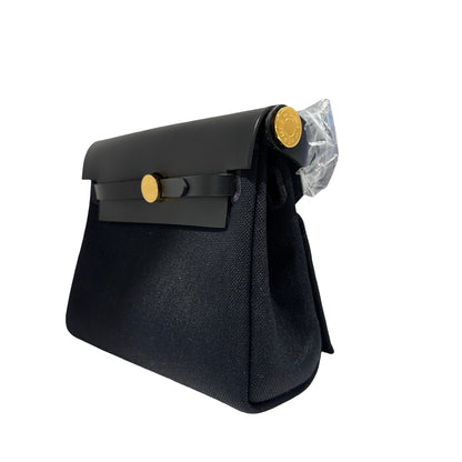 Brand New HERMES Toile Herbag Two Way Shoulder Bag Black Noir