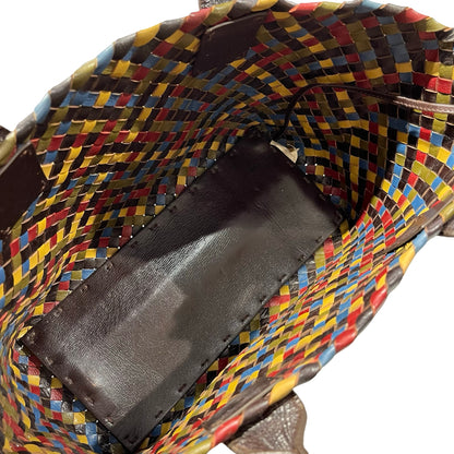 Used Bottega Veneta Calfskin Leather Handbag Multicolor GHW