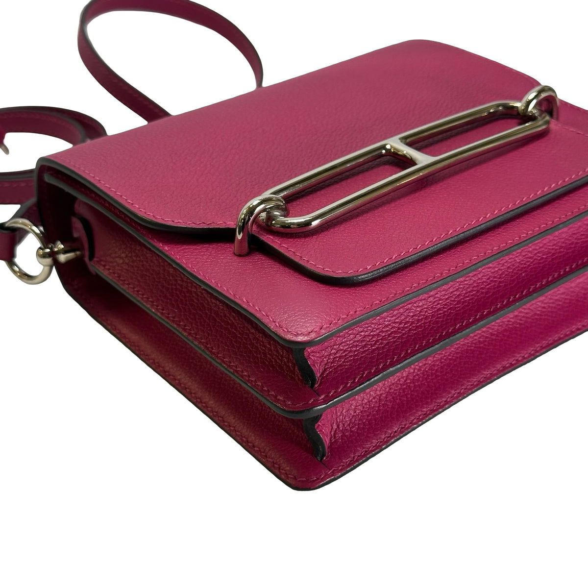 Used HERMES Leather Mini Roulis Crossbody Bag Purple PHW