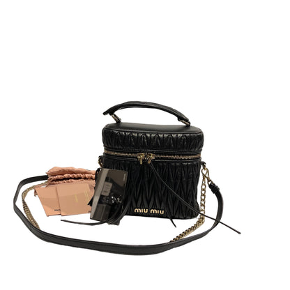 Used MIUMIU Lambskin Leather Two Way Shoulder Bag Black PHW