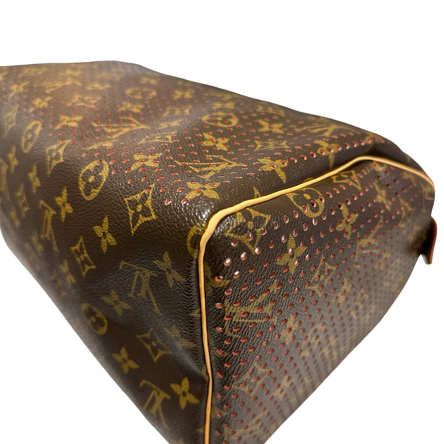 Used LOUIS VUITTON Monogram Perforated Speedy 30 Handbag Brown Fuchsia