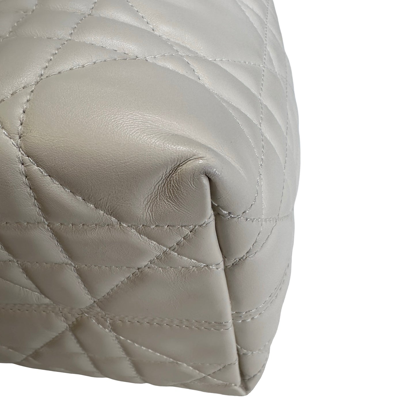 Used DIOR Lambskin Toujours Basket Bag White GHW