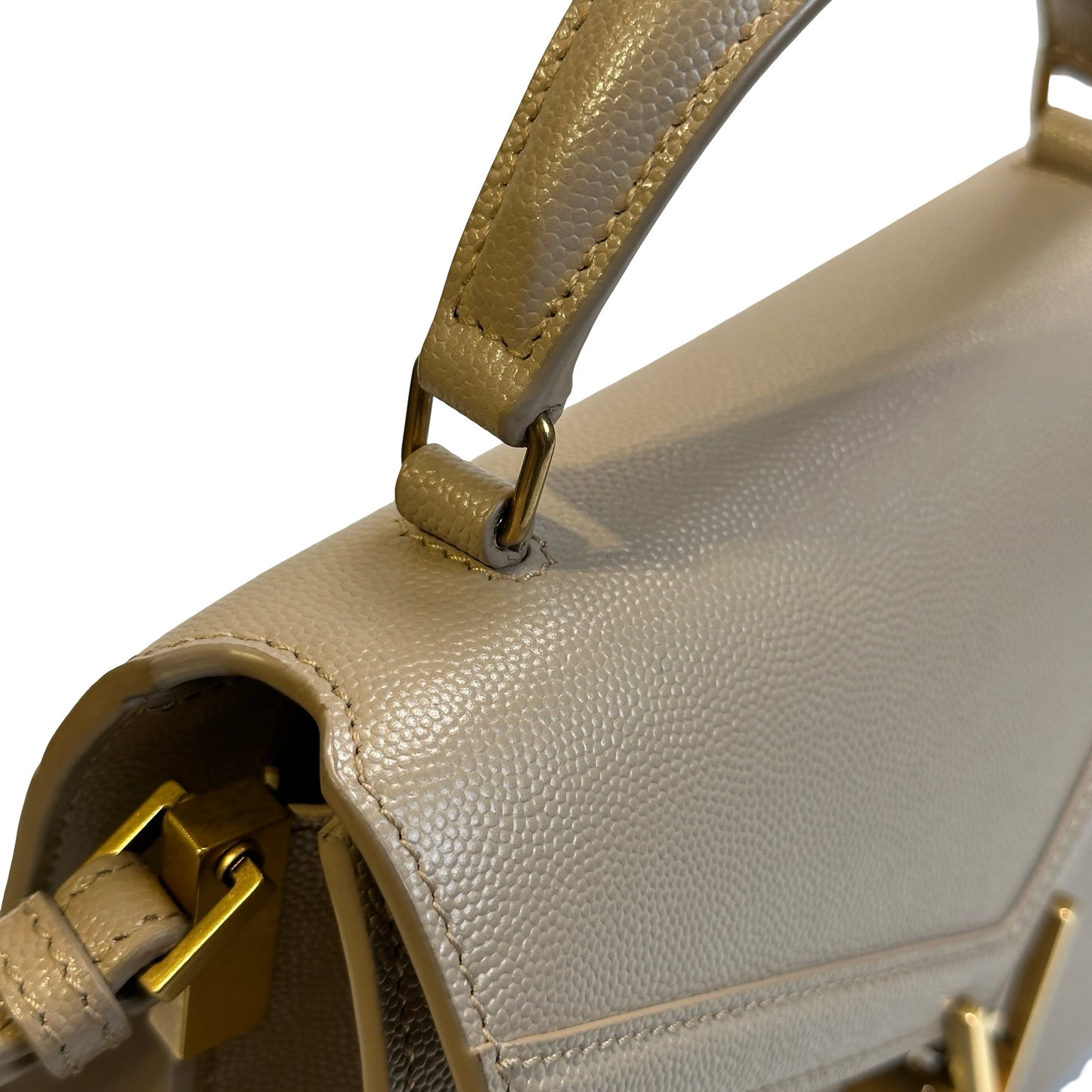 Used SAINT LAURENT grained calfskin Cassandra Handbag taupe