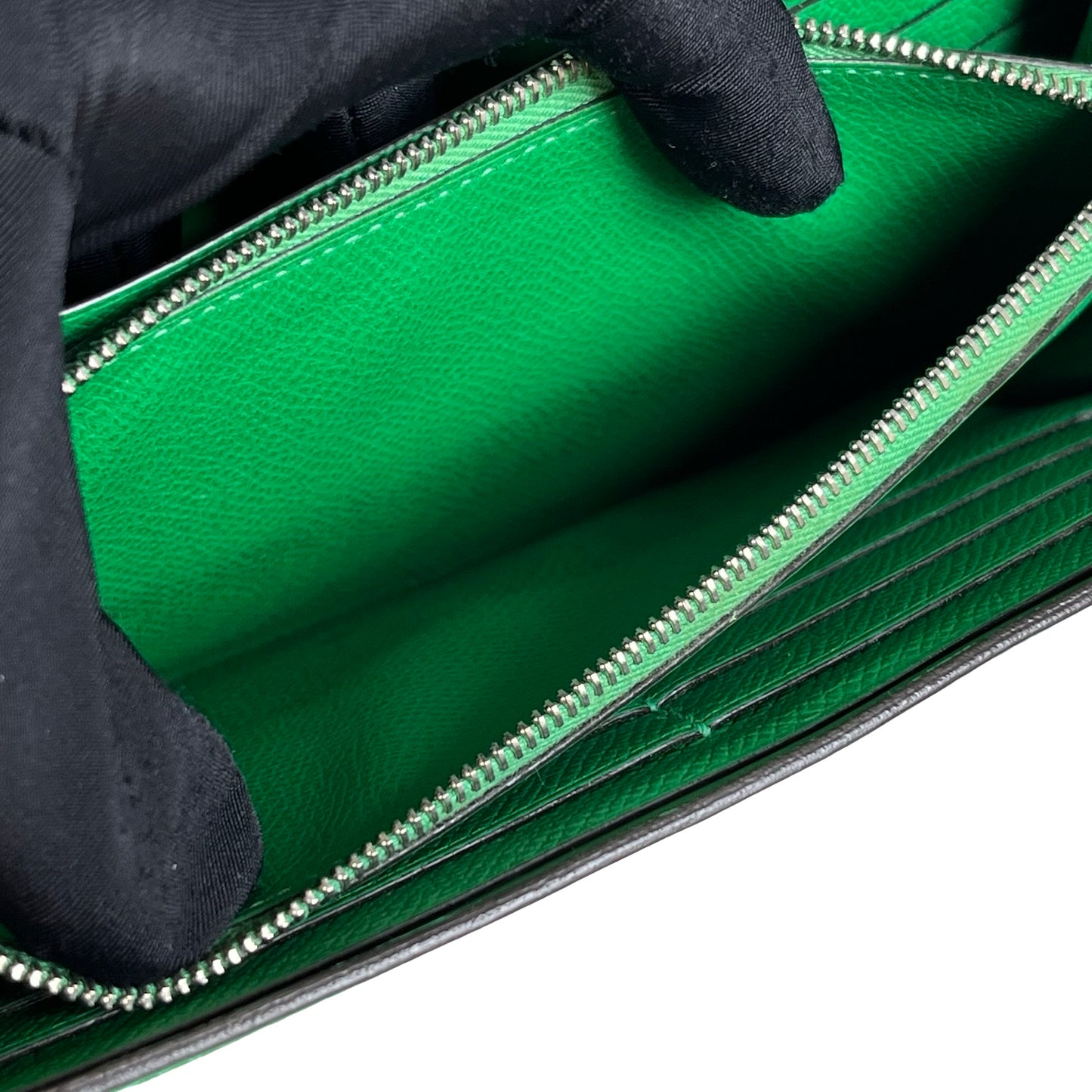 Used HERMES Epsom Calfskin Constance Long wallet Green Silver
