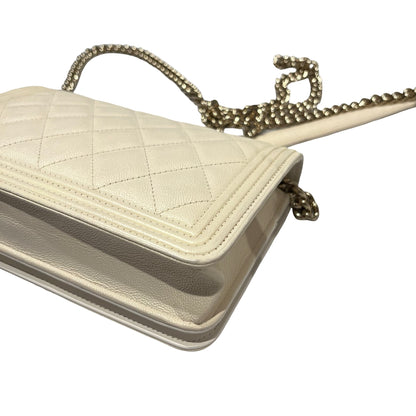 Used Chanel Caviar Leather WOC Shoulder Bag White PHW