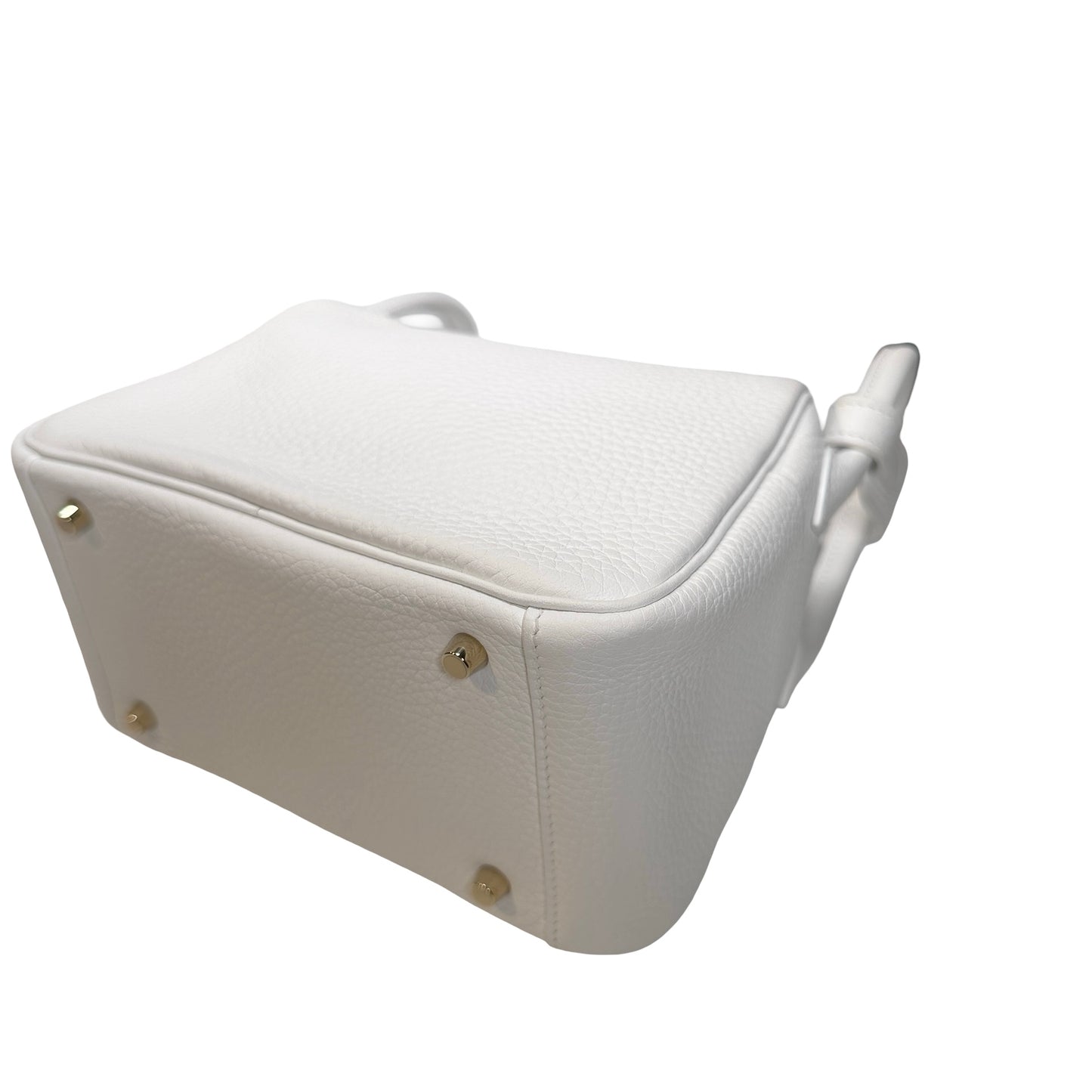 Used HERMES Clemence Leather Mini Lindy Cross body bag White GHW