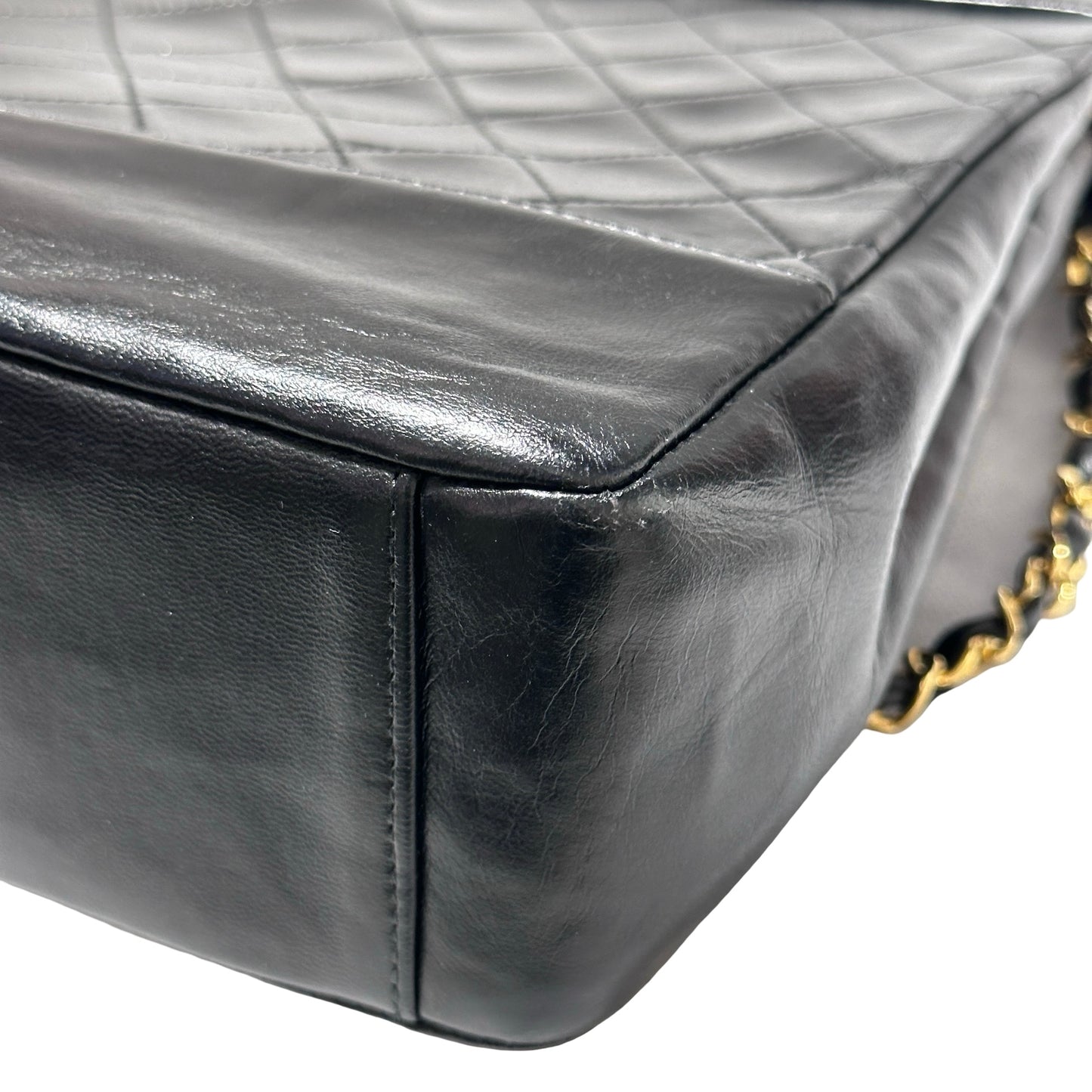Used CHANEL Lambskin Leather Vintage 31 Small Handbag Black GHW