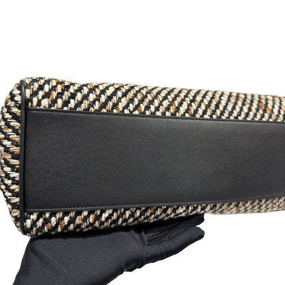 Used CHANEL Tweed Leather Suede Tweed and Leather CC Shoulder Bag Shoulder Bag Black Brown White
