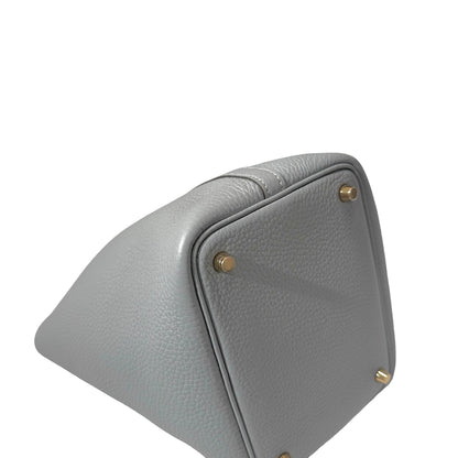 Used HERMÈS Clemence leather Picotin 18 Bucket Bag po gris pantin GHW
