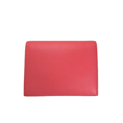 Used HERMES Chevre Verrou Clutch Handbag Pink PHW