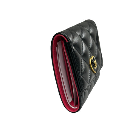 Unused CHANEL Lambskin Leather Wallet Black GHW
