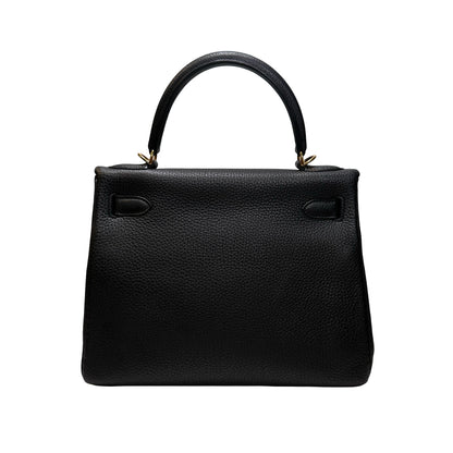 Used Hermès Clemence leather Kelly 28 Handbag Black GHW