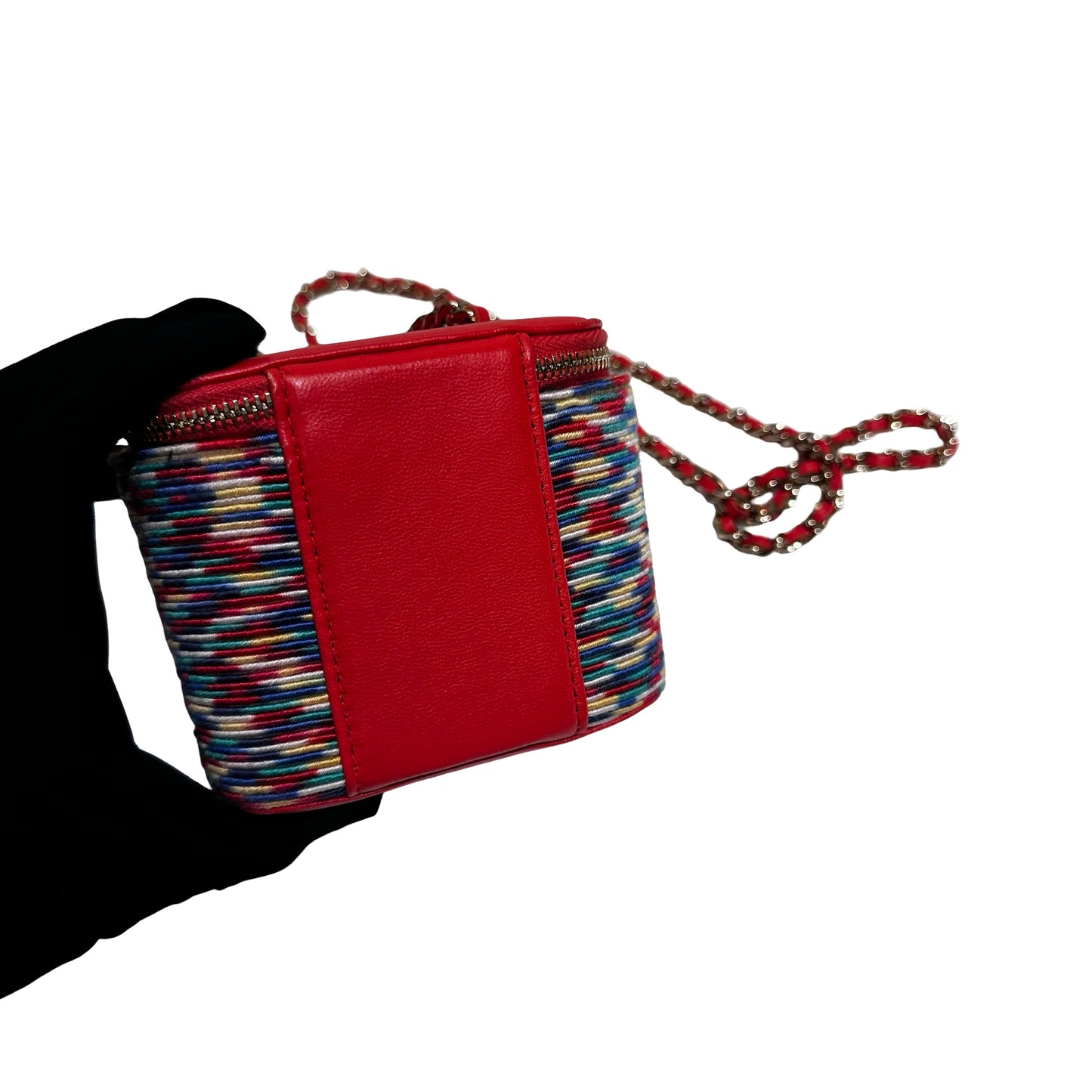 Used CHANEL Mini Vanity Cross Body Bag Red Multi color