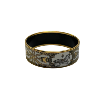 Used HERMES Enamel Enamel Bangle BRACELET Gold White