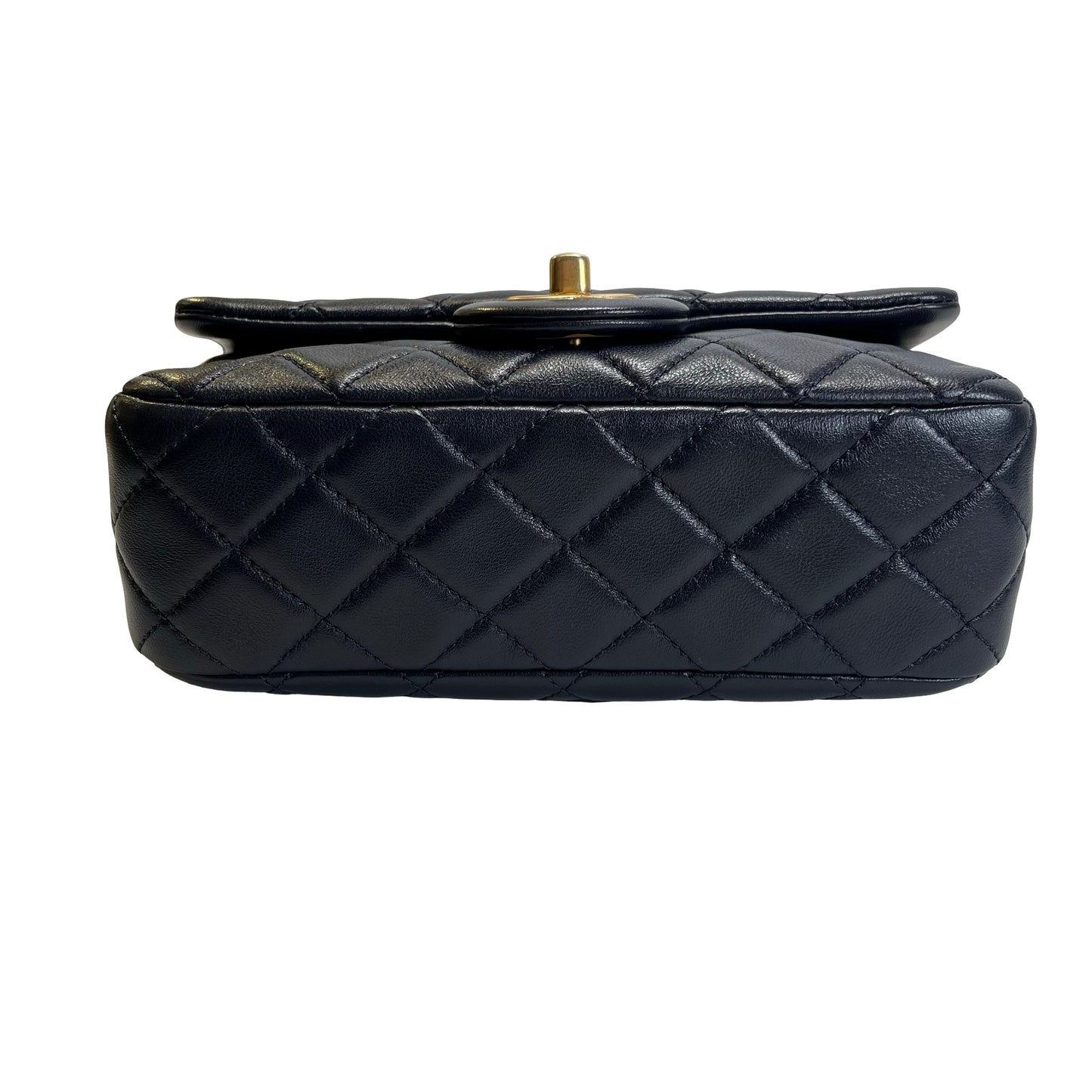 Used CHANEL Quilted Lambskin Classic Flap Chain shoulder bag Navy Blue