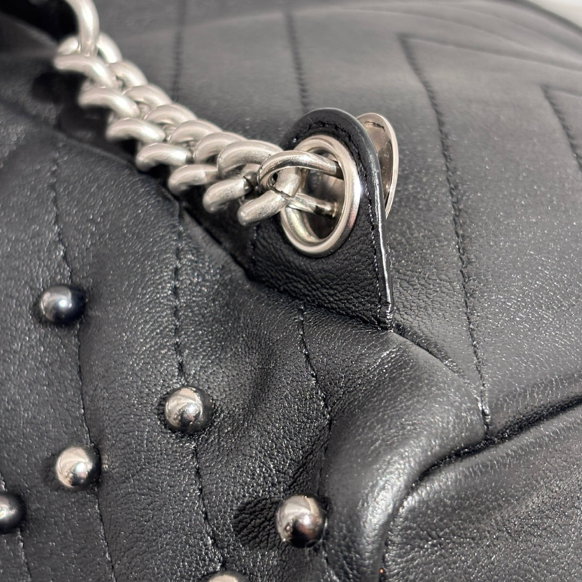 Used CHANEL Lambskin Studded Stud Wars Backpack Backpack Black Silver