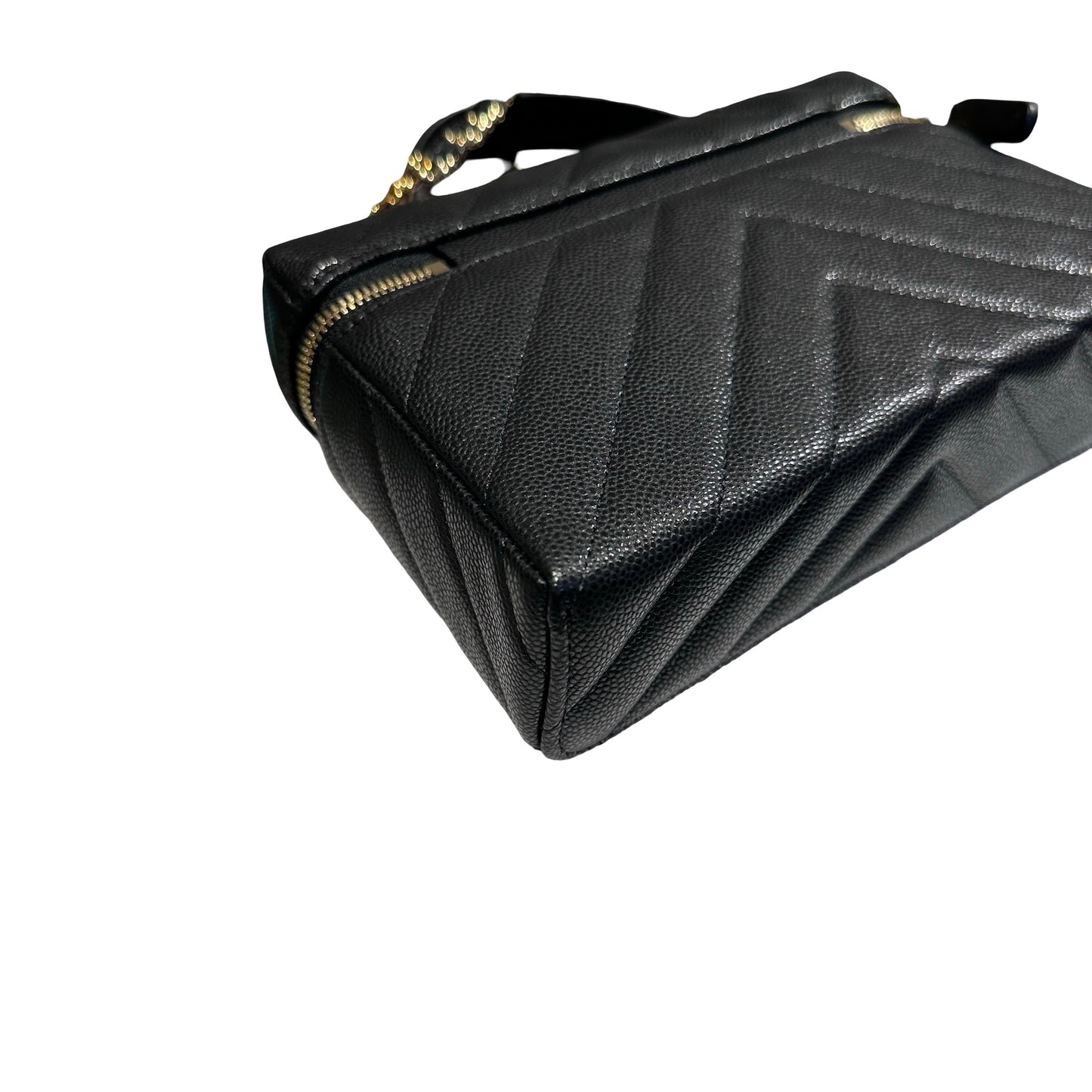 Unused CHANEL Calfskin Leather Vanity Case Cross Body Bag Black GHW