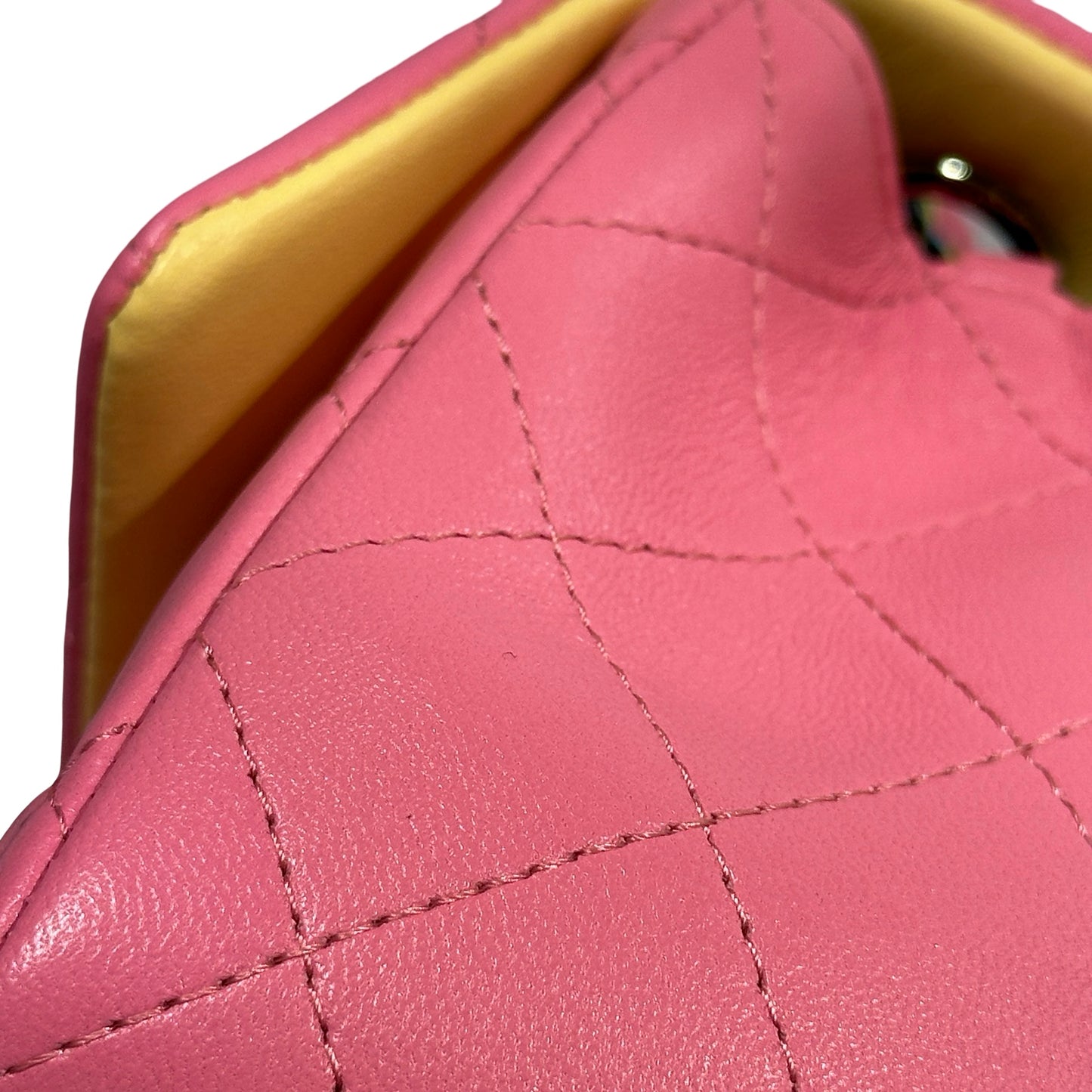 Used CHANEL Matelasse Lambskin Flap Bag Chain Shoulder Bag Pink