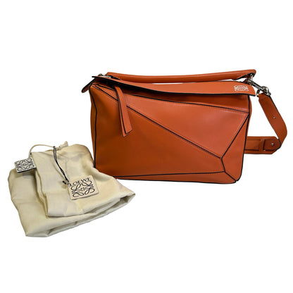 Used LOEWE Leather Puzzle Bag Handbag Orange