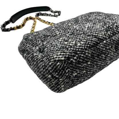 Used CHANEL Tweed Chanel 19 Handbag Black White