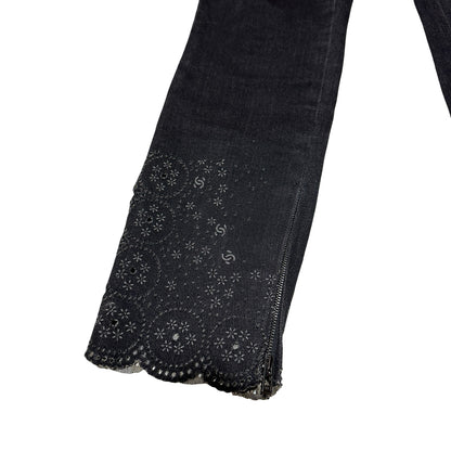 Used CHANEL Denim Jeans Pants Black