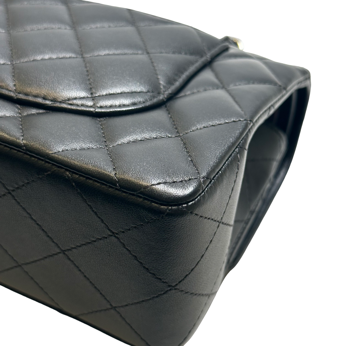 Used CHANEL Quilted Lambskin Classic Flap Chain Shoulder Bag Black Silver