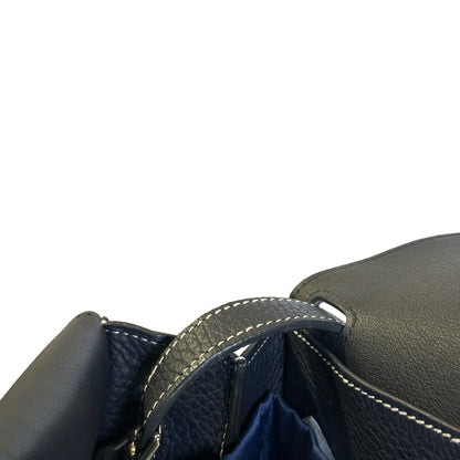 Used HERMÈS Clemence leather Halzan 31 Shoulder Bag Navy Blue PHW