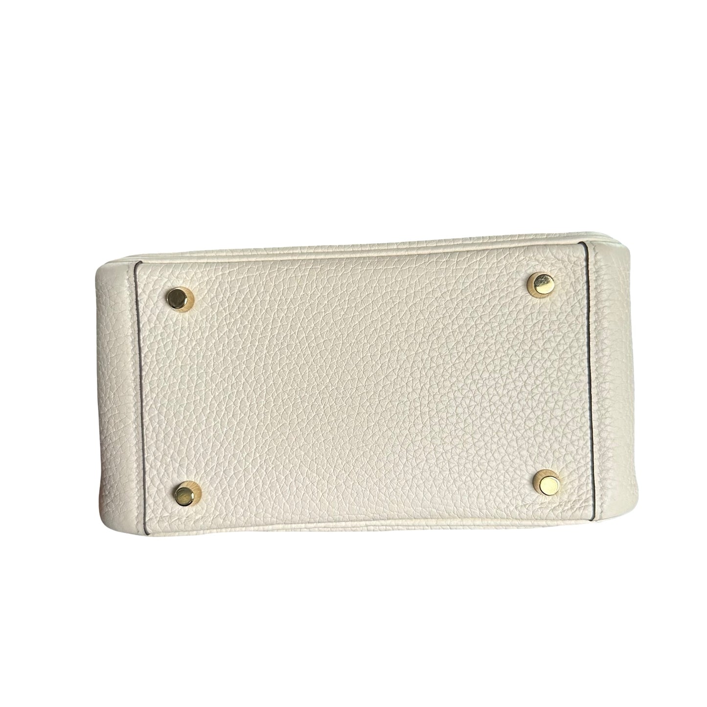 Used HERMES Clemence Mini Lindy Handbag Craie Gold