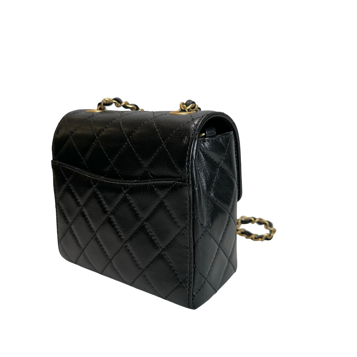 Used CHANEL Quilted Mini Flap Bag Chain Shoulder Bag Black Gold