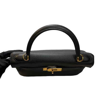 Used Hermès Clemence leather Kelly 28 Handbag Black GHW