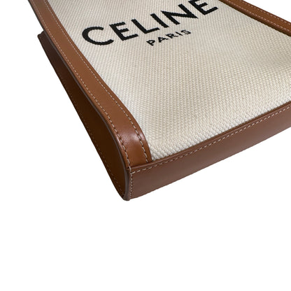 Used CELINE Canvas Calfskin Mini Vertical Cabas Tote Bag Natural Tan GHW