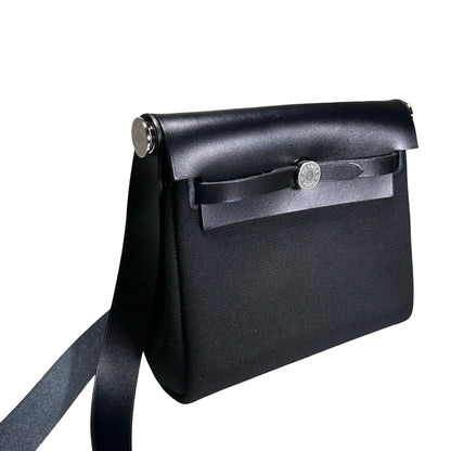 Brand New HERMES Toile Leather Herbag Zip 31 Crossbody Bag Black