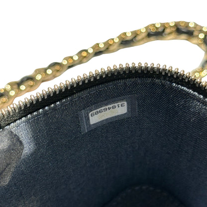 Used CHANEL Lambskin Leather Vanity Case Cross Body Bag Black GHW