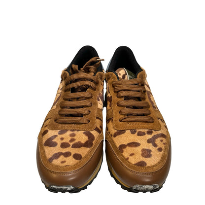 Brand New VALENTINO Leopard Suede Leather Calf hair Rockrunner Sneakers Brown Black Blue Olive green