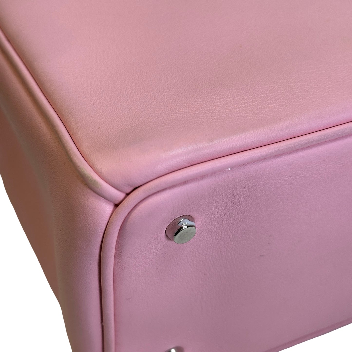 Used DIOR Calfskin Lady Dior Handbag Pink PHW