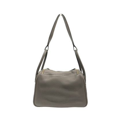 Used Hermès Clemence leather Lindy 26 Shoulder Bag GHW Etain
