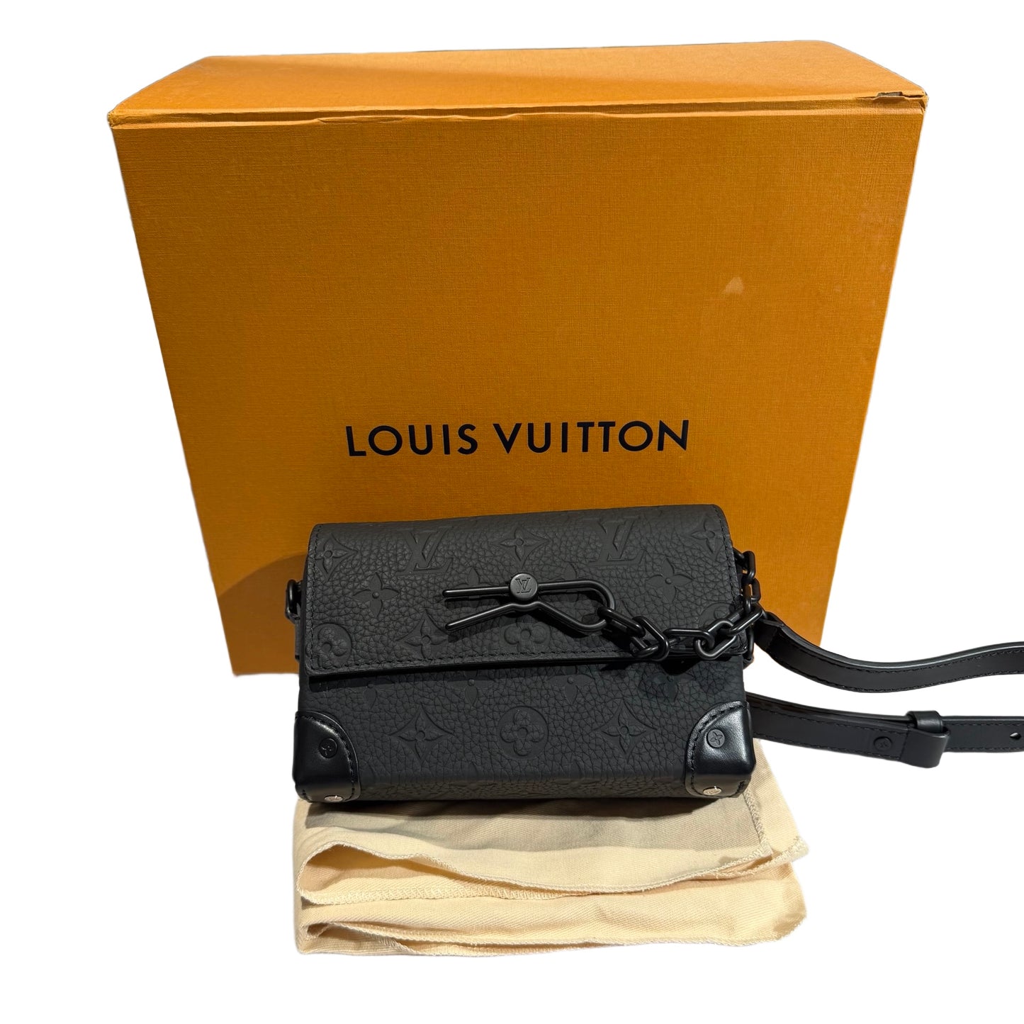 Used LOUIS VUITTON Taurillon Leather Steamer Wearable Wallet Cross Body Bag Black