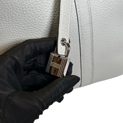 Used HERMES Clemence Leather Picotin Lock Bucket Bag OW PHW